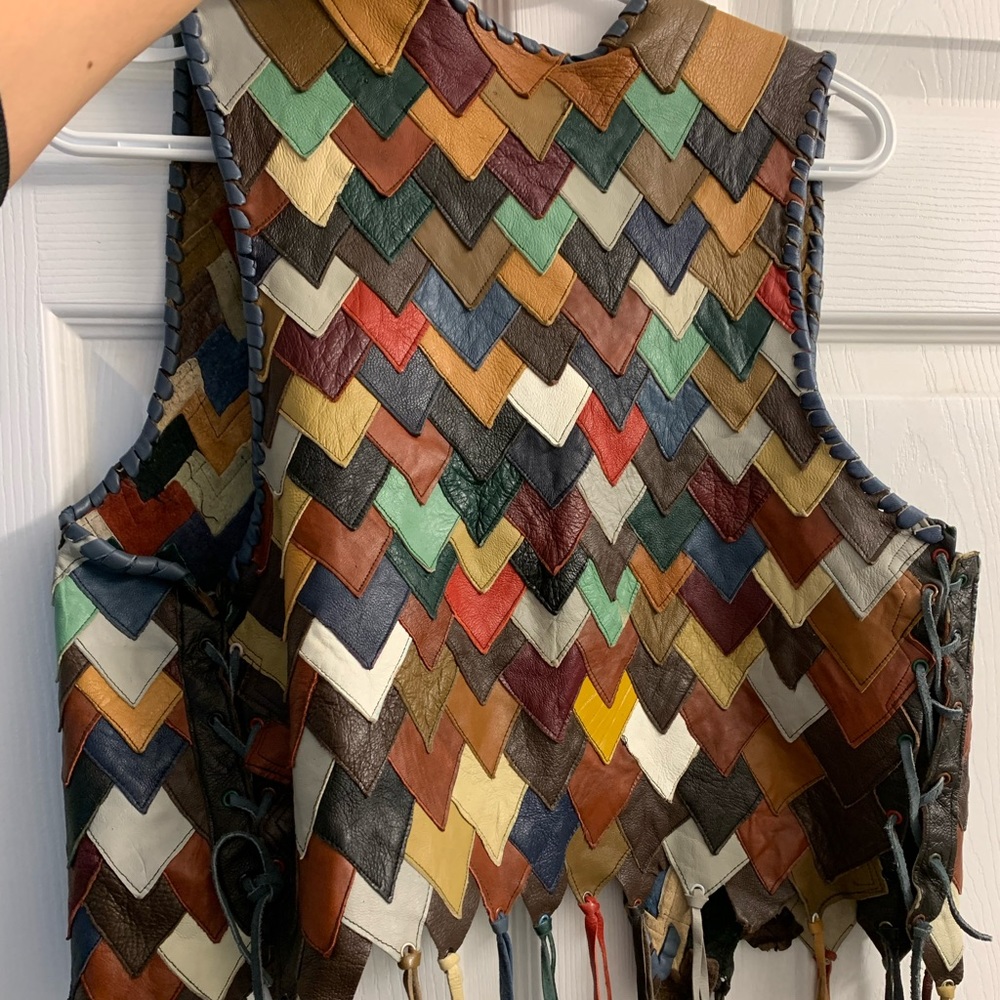 Very unique authentic leather patchwork vest! Coachella - Picture 5 of 5